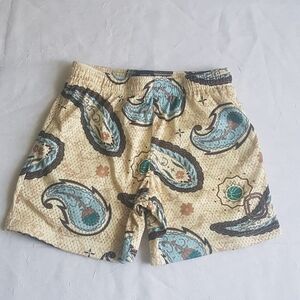 Paisley Print Shorts in Beige and Blue